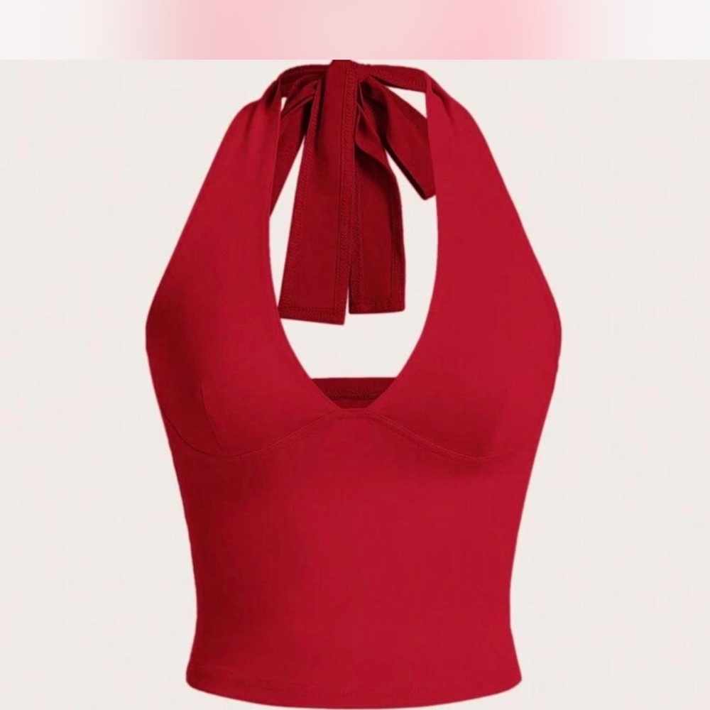 Elegant Red Halter Top